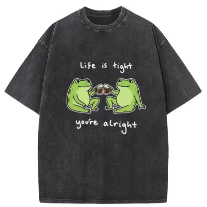 Tokyo-Tiger Frog's Happy Life Washed T-Shirt