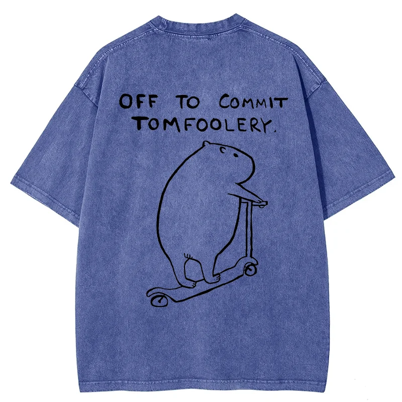 Tokyo-Tiger Capybara Is Ready To Do Something Bad Back Washed T-Shirt