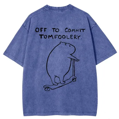 Tokyo-Tiger Capybara Is Ready To Do Something Bad Back Washed T-Shirt