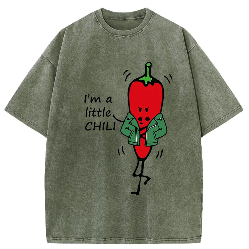 Tokyo-Tiger Little Chili Funny Washed T-Shirt