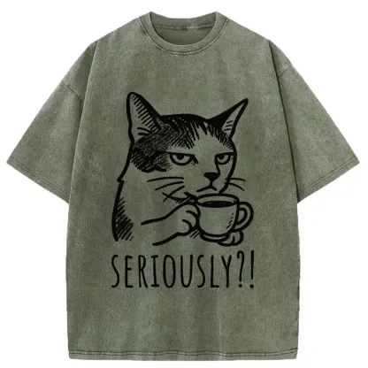 Tokyo-Tiger Cat's Suspicion Washed T-Shirt