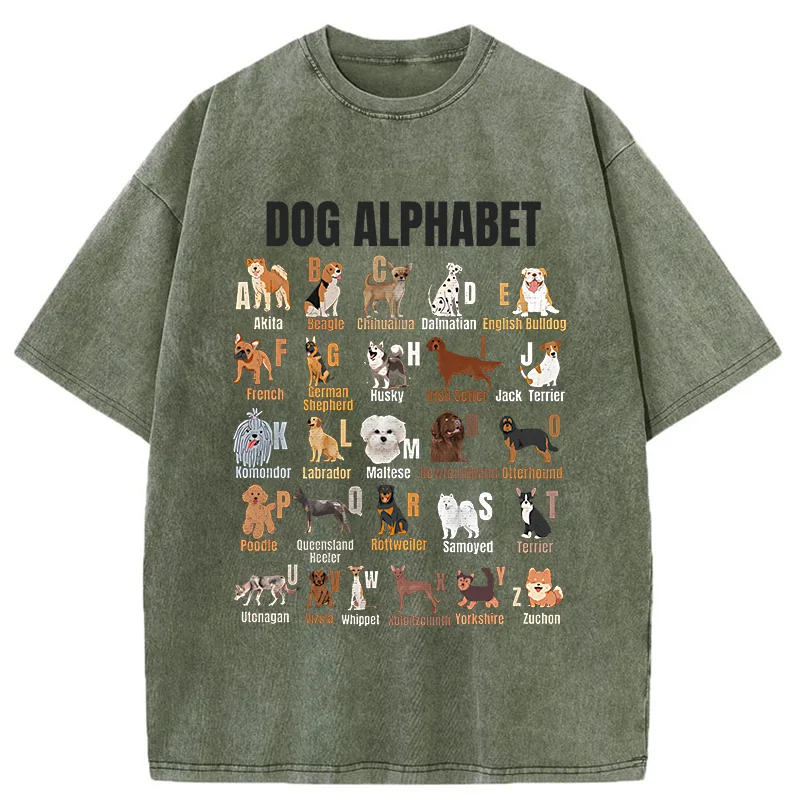 Tokyo-Tiger Alphabet For Dogs Washed T-Shirt