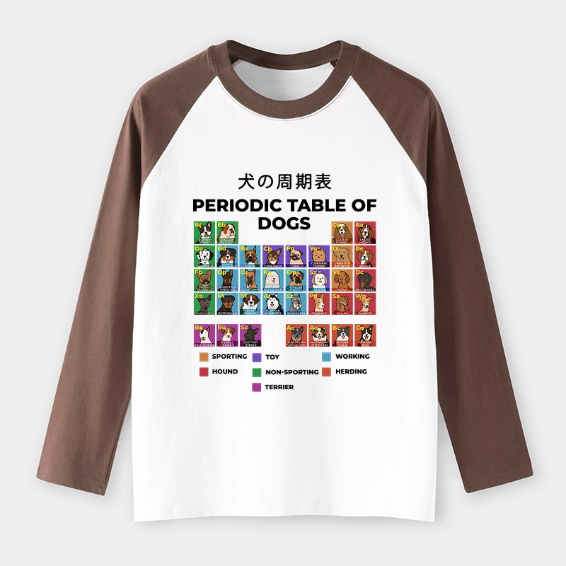 Tokyo-Tiger Periodic Table Of Dogs Raglan Long Sleeve T-shirt