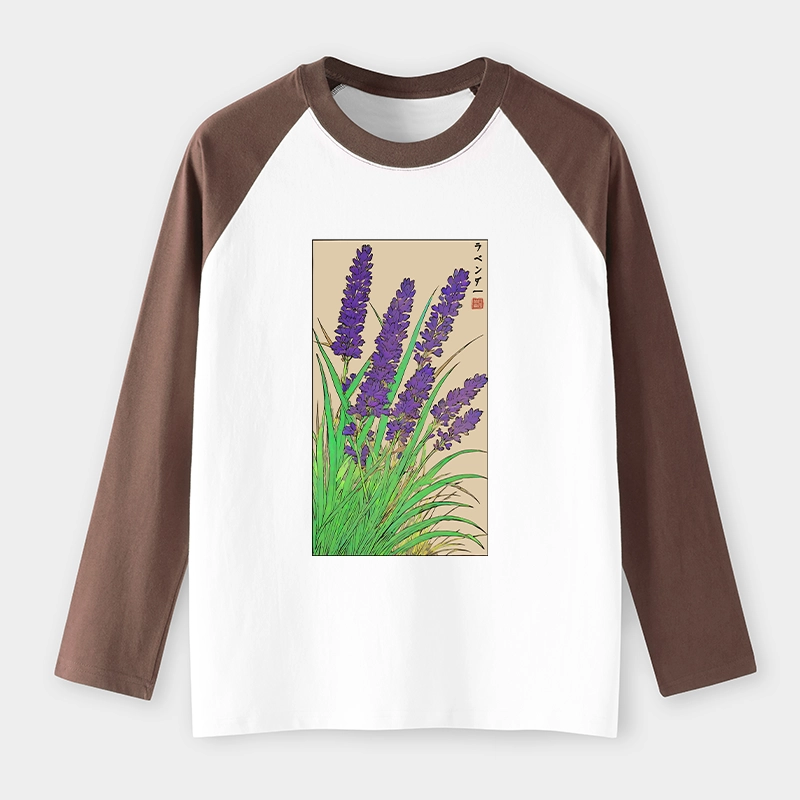 Tokyo-Tiger Japanese Lavender Raglan Long Sleeve T-shirt