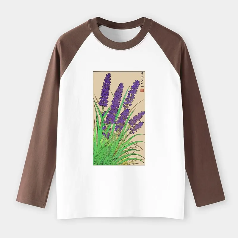 Tokyo-Tiger Japanese Lavender Raglan Long Sleeve T-shirt