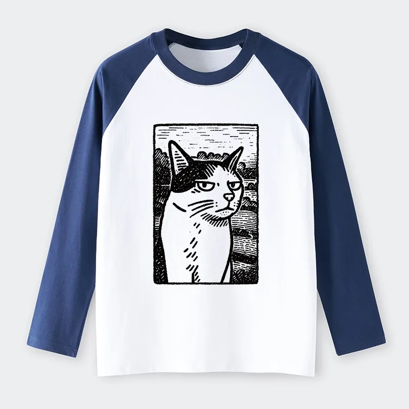 Tokyo-Tiger Cat's Hateful Eyes Raglan Long Sleeve T-shirt
