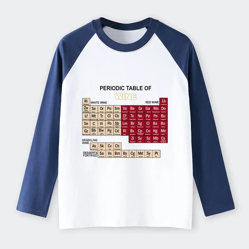 Tokyo-Tiger Table of Elements of Wine Raglan Long Sleeve T-shirt