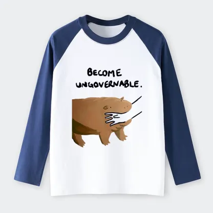 Tokyo-Tiger Moo Deng Bites Someone's Arm Raglan Long Sleeve T-shirt