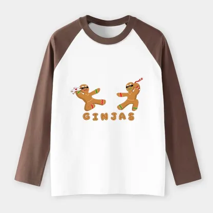 Tokyo-Tiger Gingerbread Ninja Raglan Long Sleeve T-shirt