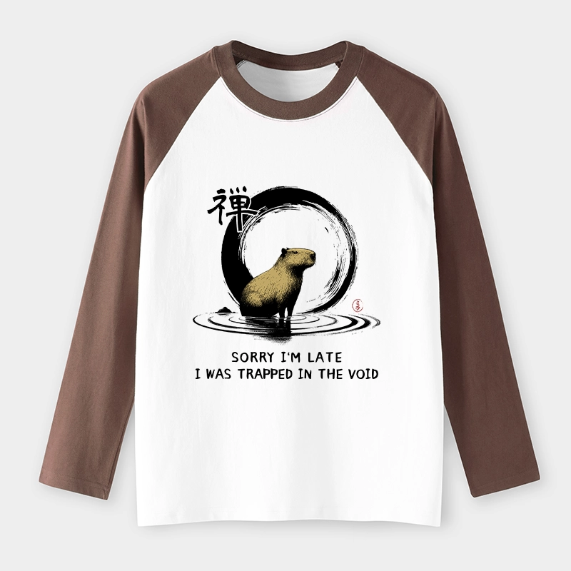 Tokyo-Tiger Zen Capybara Was Trapped In The Void Raglan Long Sleeve T-shirt