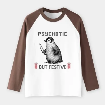 Tokyo-Tiger Overstimulated but Festive Christmas Raglan Long Sleeve T-shirt