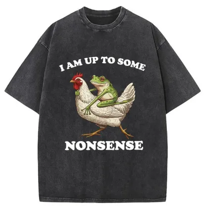 Tokyo-Tiger Frog Riding A Chicken Washed T-Shirt