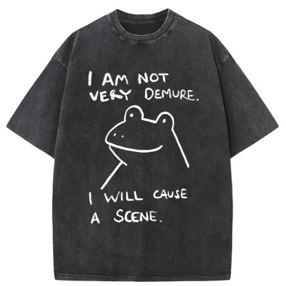 Tokyo-Tiger Humorous Frog Washed T-Shirt