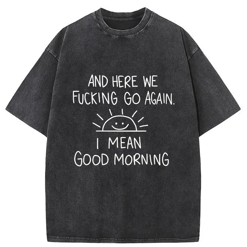 Tokyo-Tiger Different Meanings Of "Good Morning" Washed T-Shirt