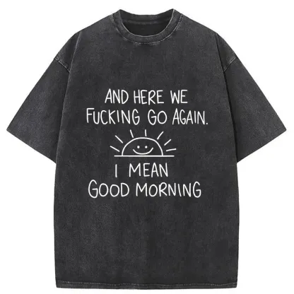 Tokyo-Tiger Different Meanings Of "Good Morning" Washed T-Shirt