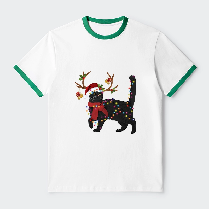 Tokyo-Tiger Christmas Black Cat Trim T-Shirt