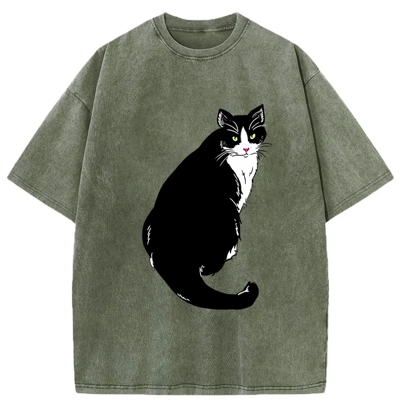 Tokyo-Tiger Elegant Cat Washed T-Shirt