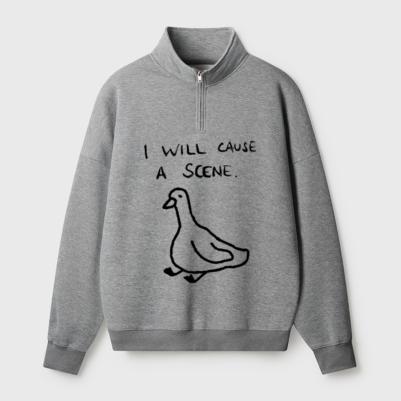 Tokyo-Tiger Stupid Goose Funny Japan Retro Half Zip Fleece Sweatshirt