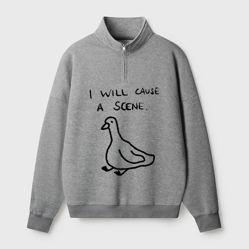 Tokyo-Tiger Stupid Goose Funny Japan Retro Half Zip Fleece Sweatshirt