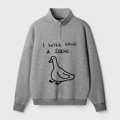 Tokyo-Tiger Stupid Goose Funny Japan Retro Half Zip Fleece Sweatshirt