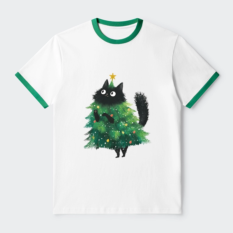 Tokyo-Tiger Christmas Tree Cat Japan Trim T-Shirt