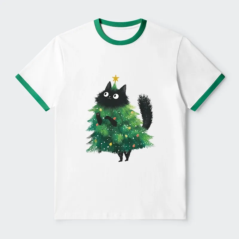 Tokyo-Tiger Christmas Tree Cat Japan Trim T-Shirt