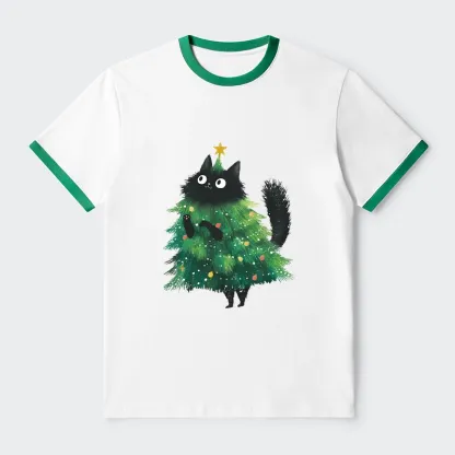 Tokyo-Tiger Christmas Tree Cat Japan Trim T-Shirt