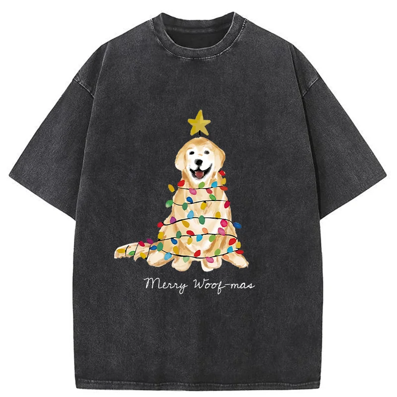 Tokyo-Tiger Christmas Tree Dog Washed T-Shirt