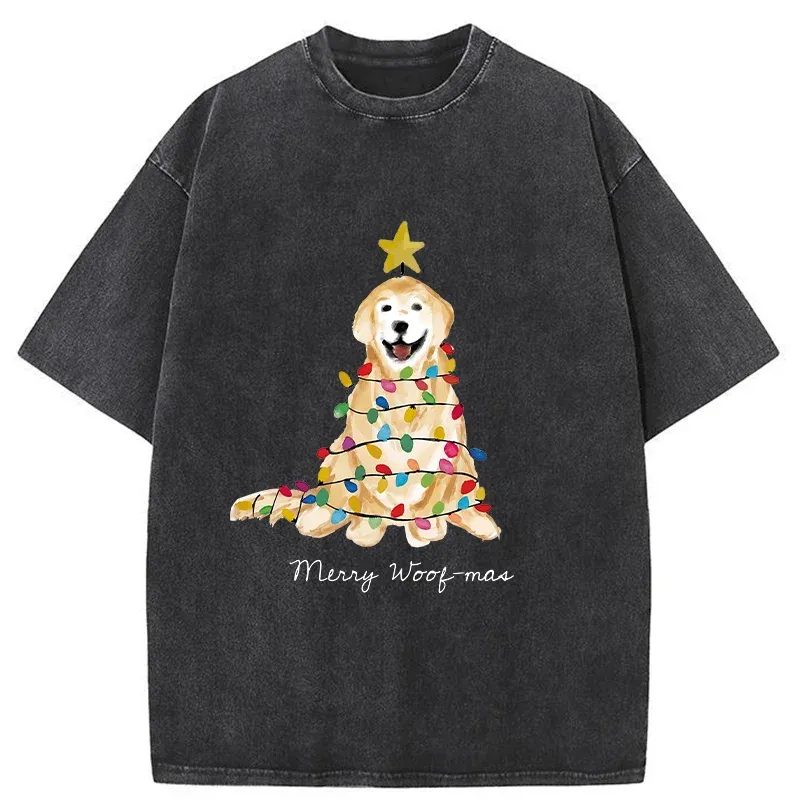 Tokyo-Tiger Christmas Tree Dog Washed T-Shirt