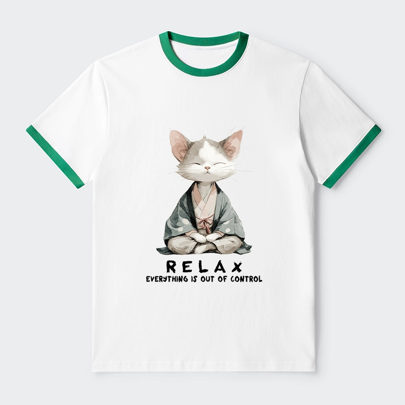 Tokyo-Tiger Zen Cat Relaxation，Everything's Out Of Control Trim T-Shirt