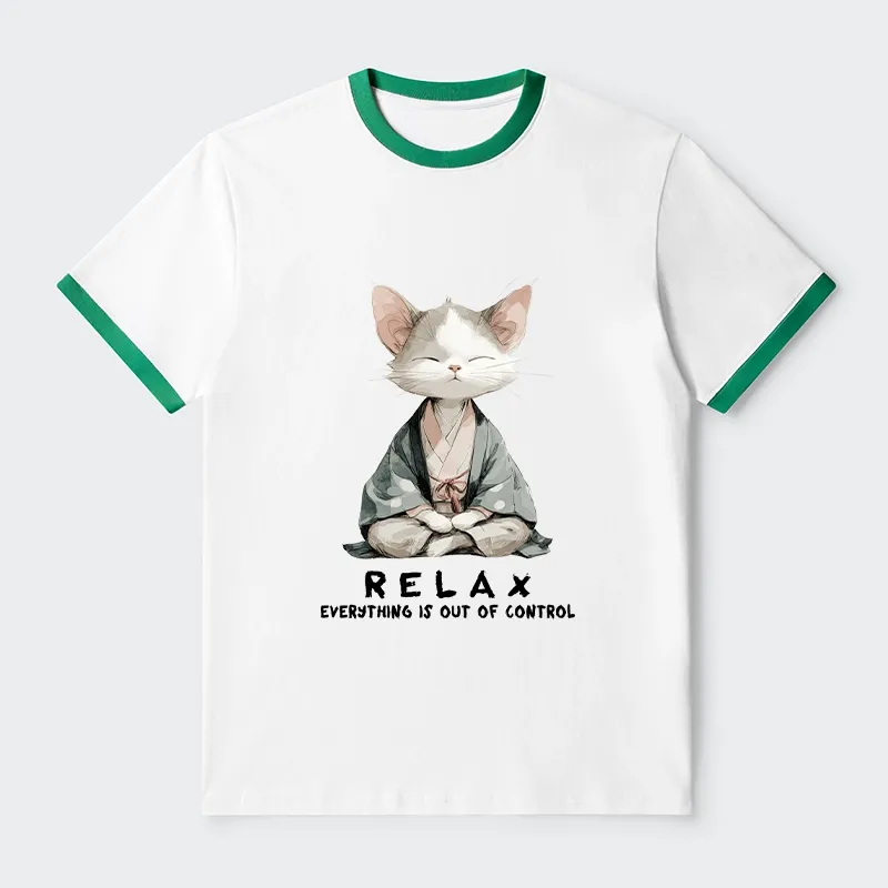 Tokyo-Tiger Zen Cat Relaxation，Everything's Out Of Control Trim T-Shirt