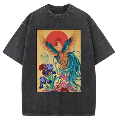 Tokyo-Tiger Phoenix Chicken Washed T-Shirt