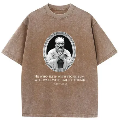 Tokyo-Tiger Funny Quotes From Confucius Washed T-Shirt