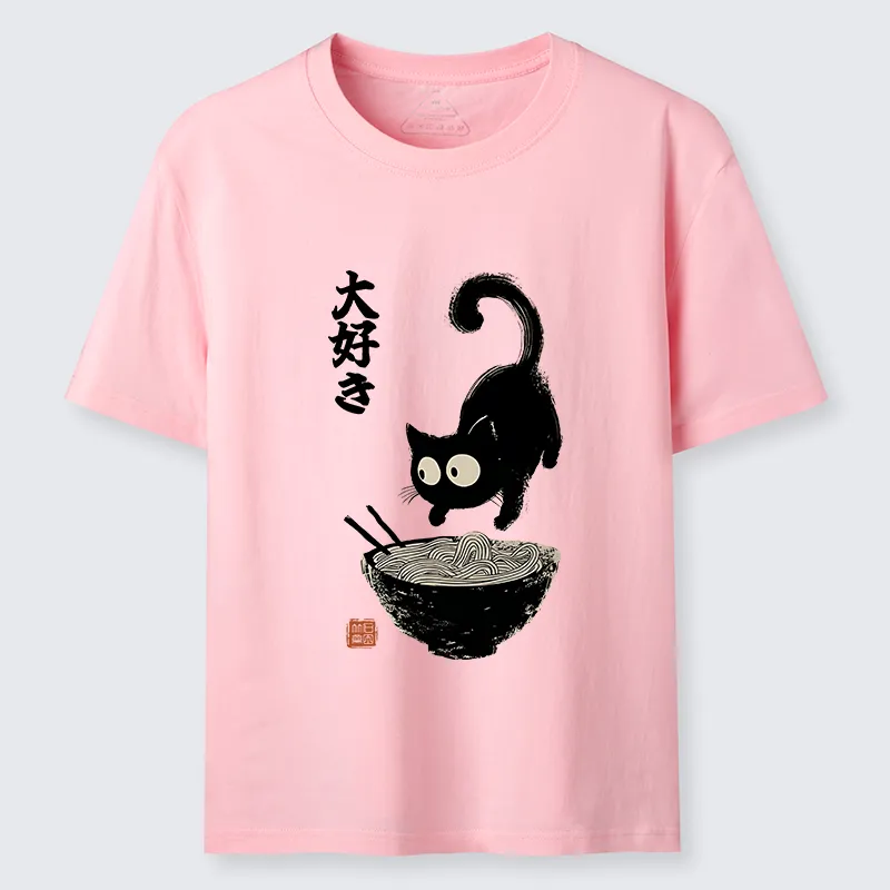Tokyo-Tiger Retro Cat Eats Delicious Ramen Classic T-Shirt