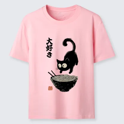 Tokyo-Tiger Retro Cat Eats Delicious Ramen Classic T-Shirt