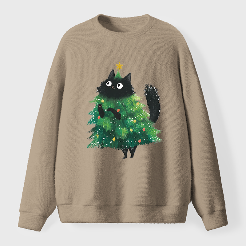 Tokyo-Tiger Christmas Tree Cat Japan Fuzzy Sweatshirt