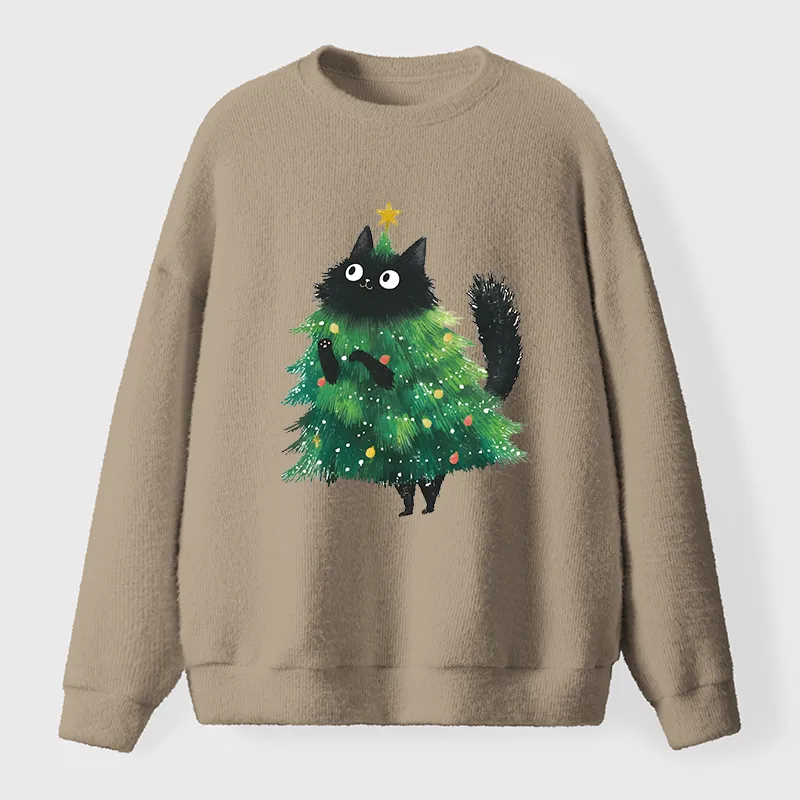 Tokyo-Tiger Christmas Tree Cat Japan Fuzzy Sweatshirt