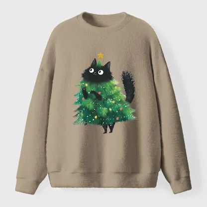 Tokyo-Tiger Christmas Tree Cat Japan Fuzzy Sweatshirt