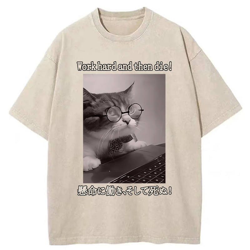 Tokyo-Tiger Work Hard And Then Die Washed T-Shirt