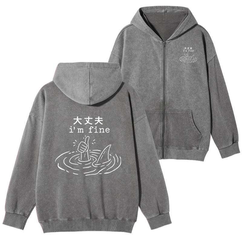 Tokyo-Tiger People In Danger Washed Zip Hoodie