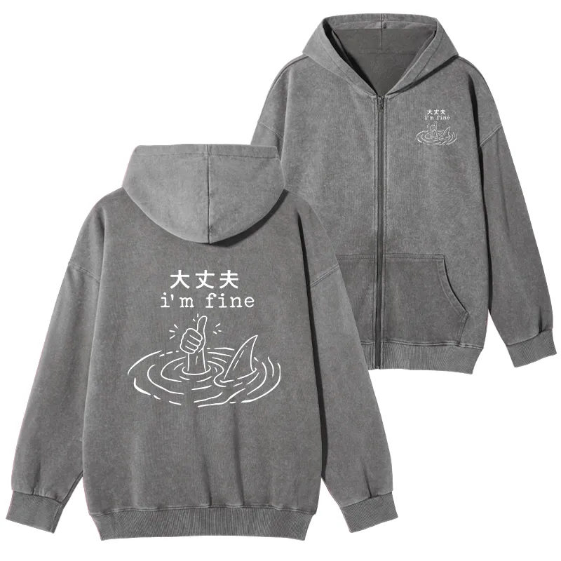 Tokyo-Tiger People In Danger Washed Zip Hoodie