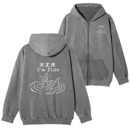 Tokyo-Tiger People In Danger Washed Zip Hoodie