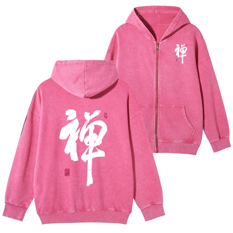 tyosukE☆彡 Tokyo-Tiger Japanese Zen Kanji Washed Zip Hoodie Sale – tokyo-tiger