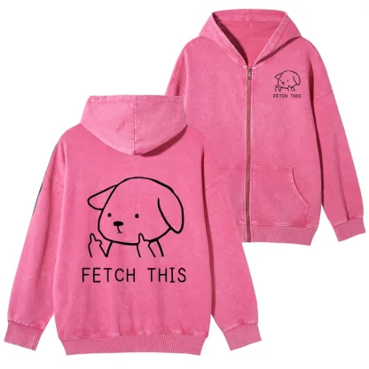 Tokyo-Tiger Fetch This Dog Washed Zip Hoodie