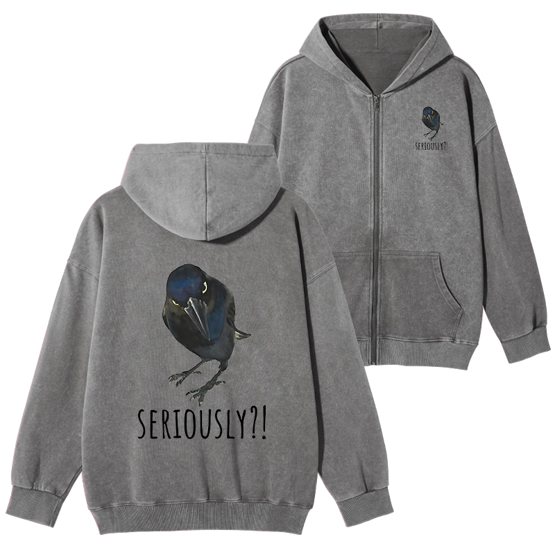 Tokyo-Tiger Raven's Question Washed Zip Hoodie