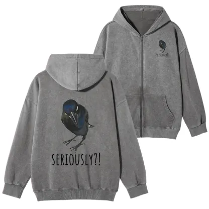 Tokyo-Tiger Raven's Question Washed Zip Hoodie