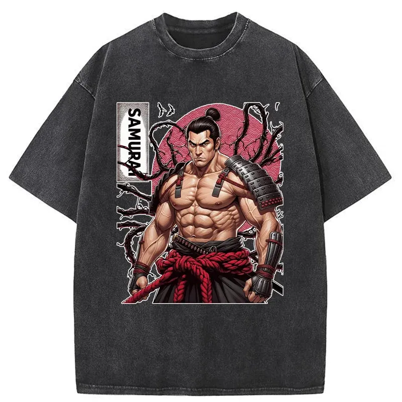 Tokyo-Tiger Strong Japanese Samurai Washed T-Shirt