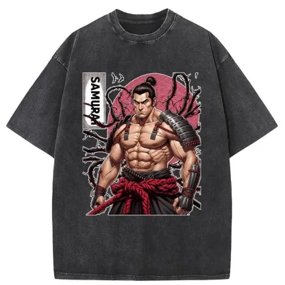 Tokyo-Tiger Strong Japanese Samurai Washed T-Shirt