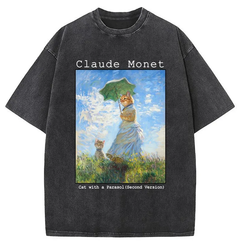 Tokyo-Tiger Cat With A Parasol Washed T-Shirt