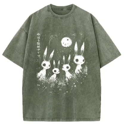 Tokyo-Tiger Rabbit Is Watching You Washed T-Shirt